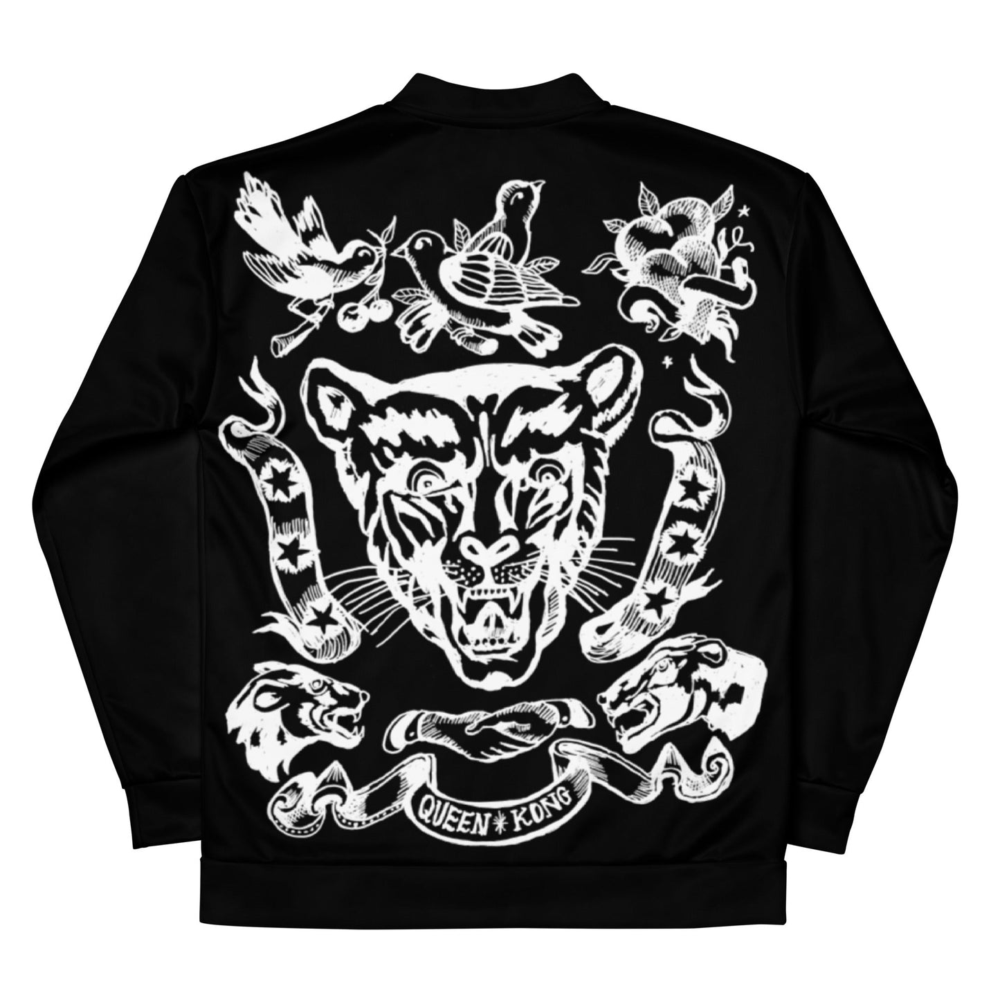 FIRE HAND //// Unisex Bomber Jacket – vêtement signé Queen Kong Gang, pièce artistique