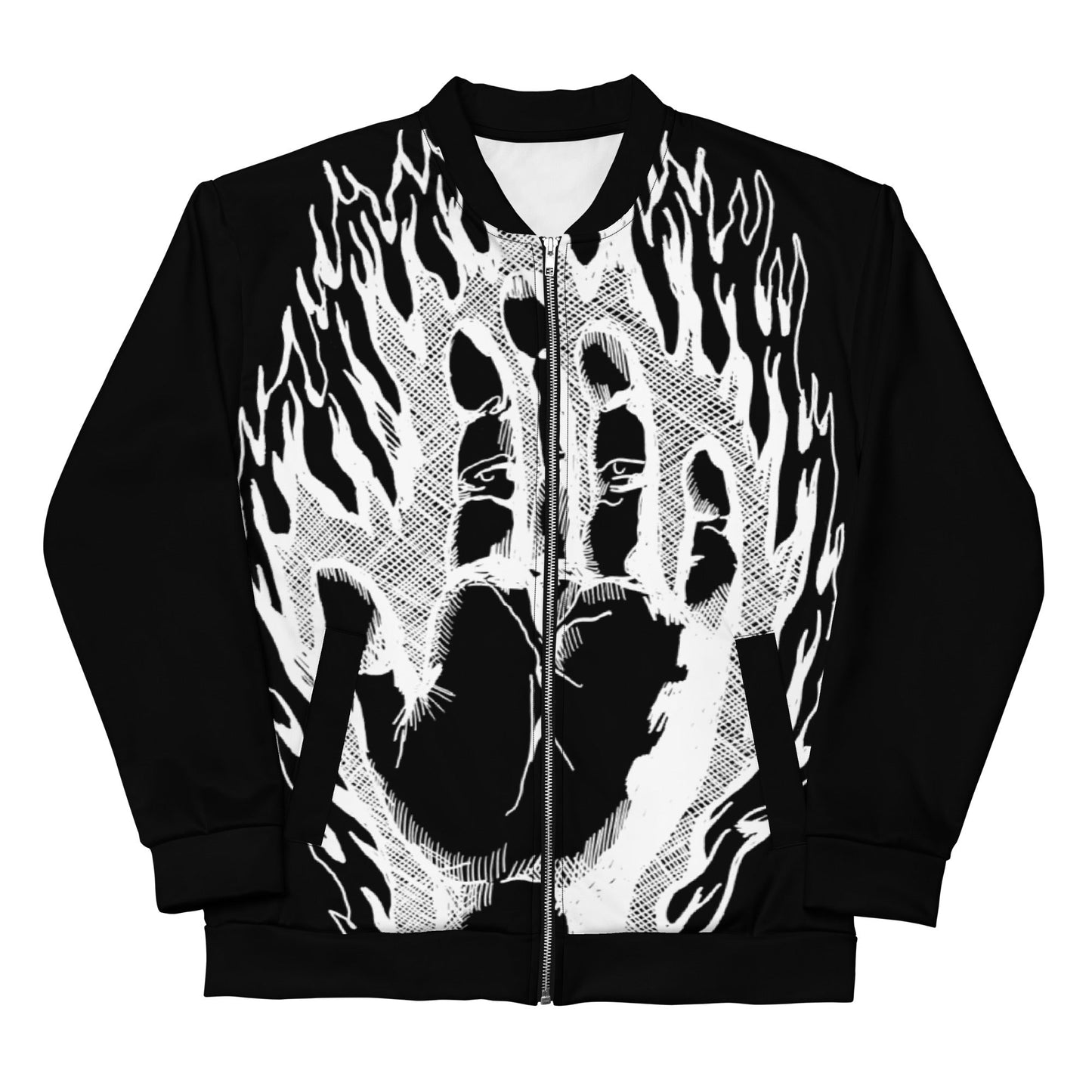 FIRE HAND //// Unisex Bomber Jacket – vêtement signé Queen Kong Gang, pièce artistique