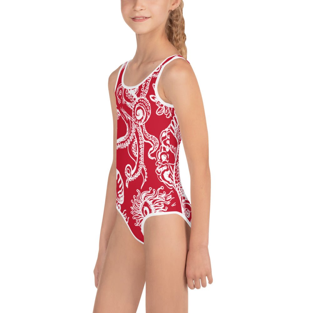 OCTOPUS //// All - Over Print Kids Swimsuit – vêtement signé Queen Kong Gang, pièce artistique