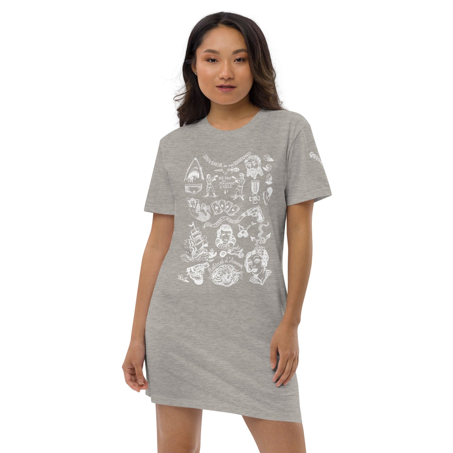 SOUVENIR DE MES SOUFFRANCES //// Organic cotton t-shirt dress – vêtement signé Queen Kong Gang, pièce artistique