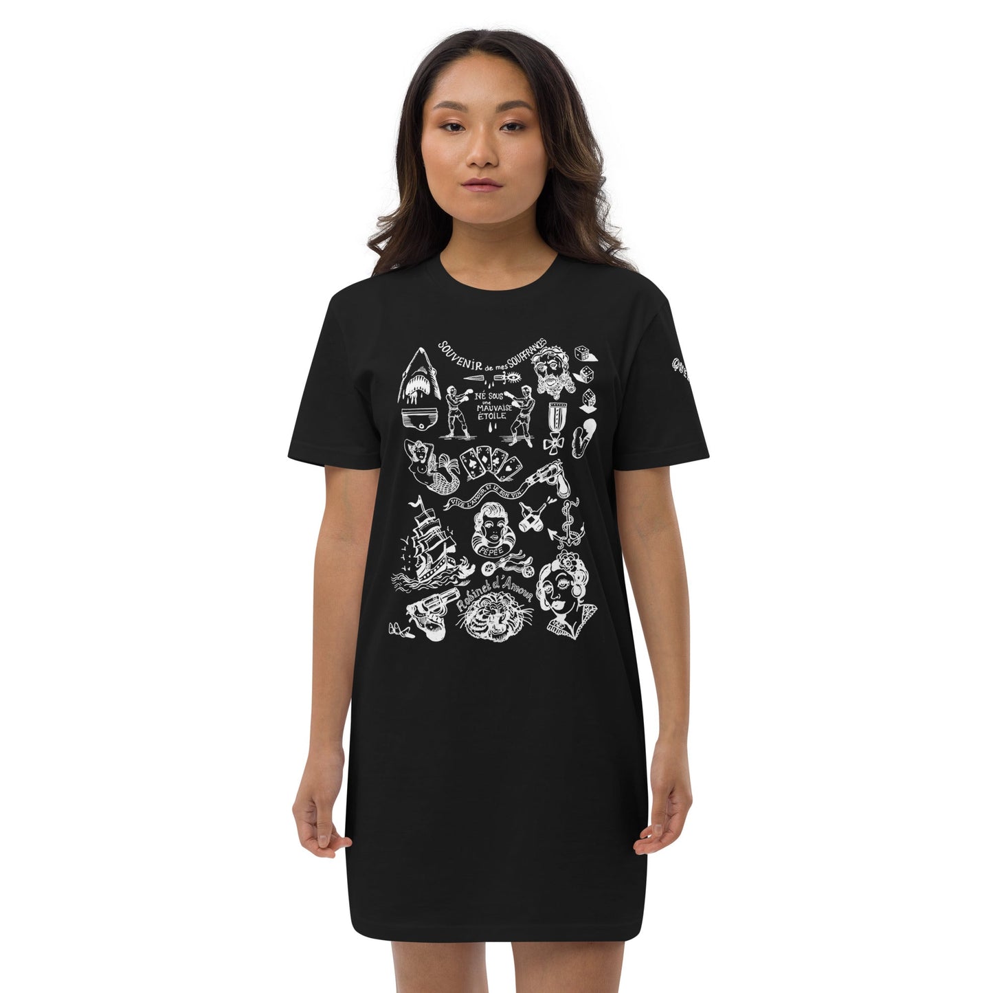 SOUVENIR DE MES SOUFFRANCES //// Organic cotton t-shirt dress – vêtement signé Queen Kong Gang, pièce artistique