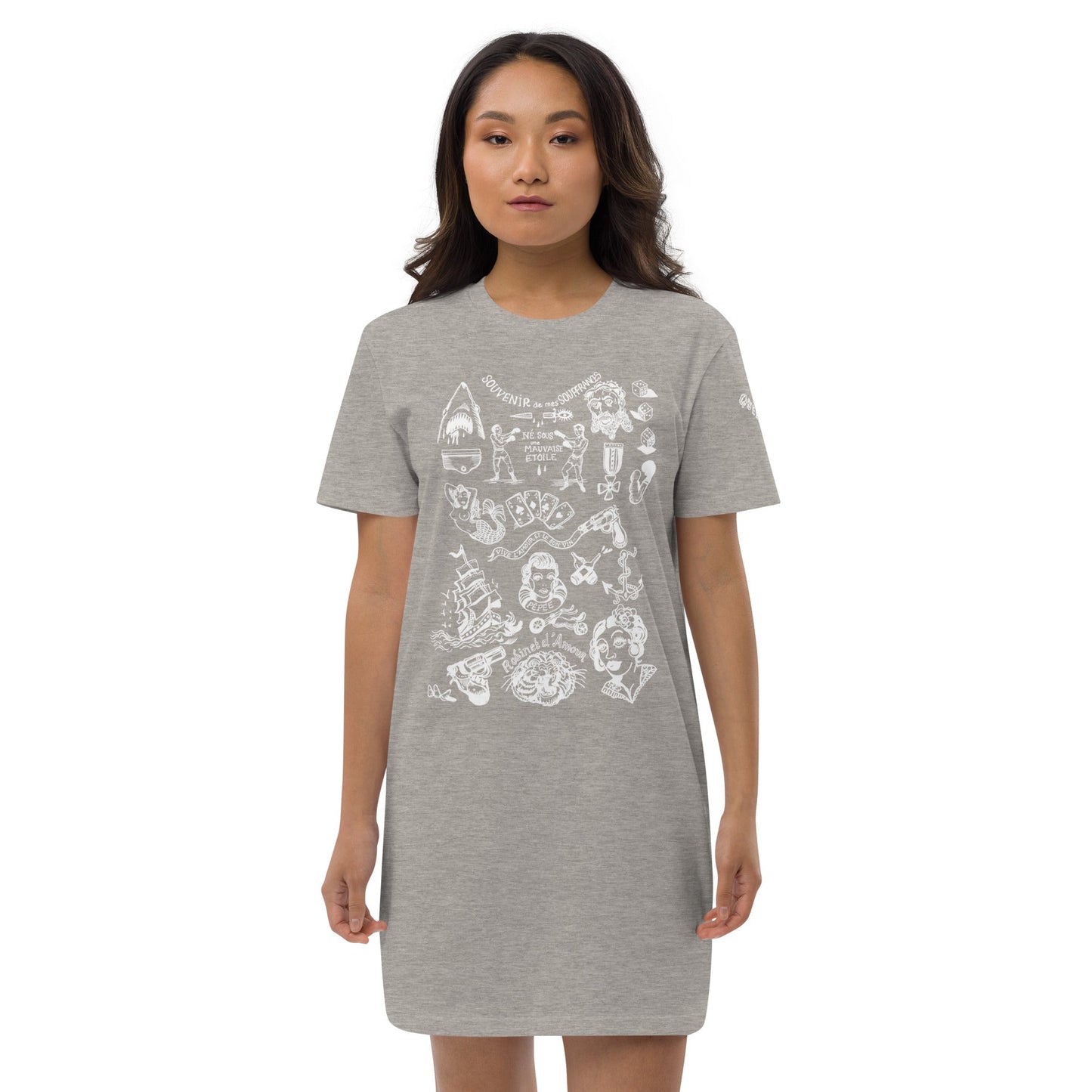 SOUVENIR DE MES SOUFFRANCES //// Organic cotton t-shirt dress – vêtement signé Queen Kong Gang, pièce artistique