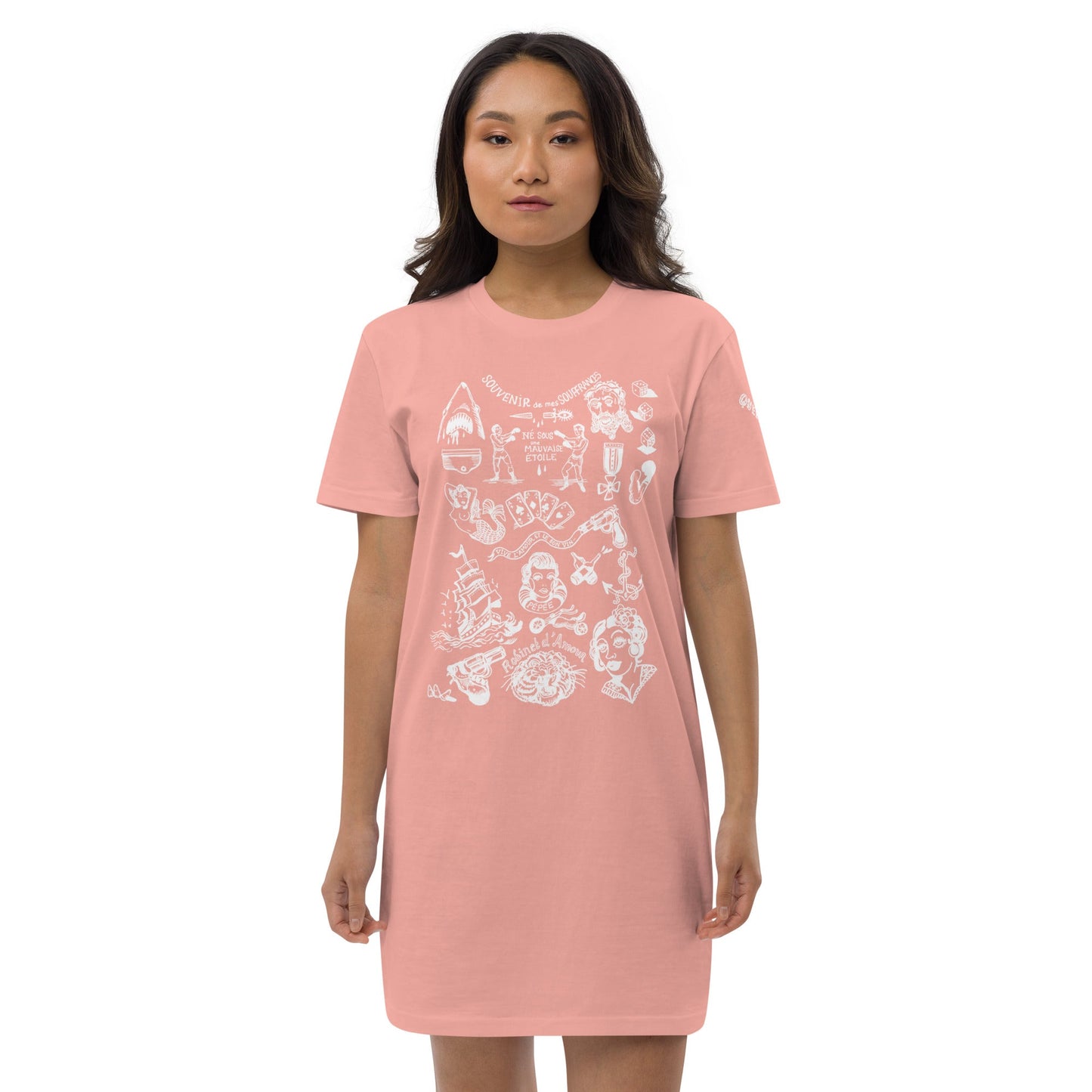 SOUVENIR DE MES SOUFFRANCES //// Organic cotton t-shirt dress – vêtement signé Queen Kong Gang, pièce artistique
