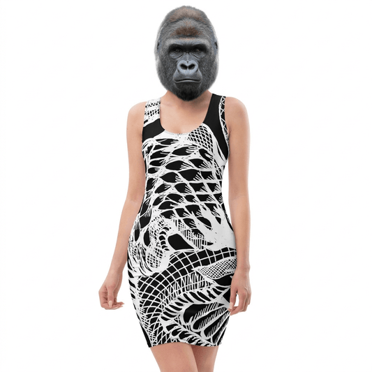 Bodycon - Dragon - dress – vêtement signé Queen Kong Gang, pièce artistique