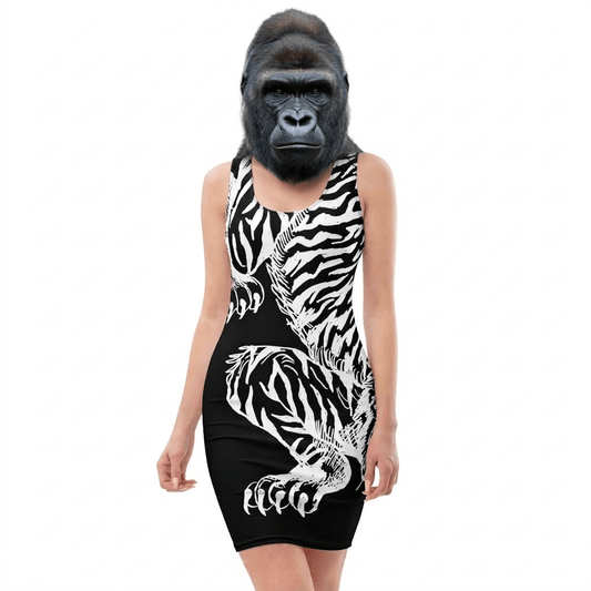 Bodycon - Tiger dress – vêtement signé Queen Kong Gang, pièce artistique