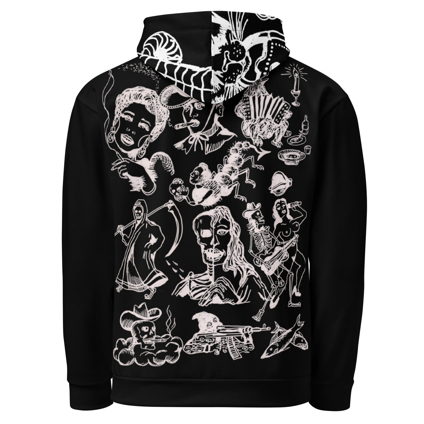 Hoodie “Carceral Icons” – Prison Ink Inspired – vêtement signé Queen Kong Gang, pièce artistique