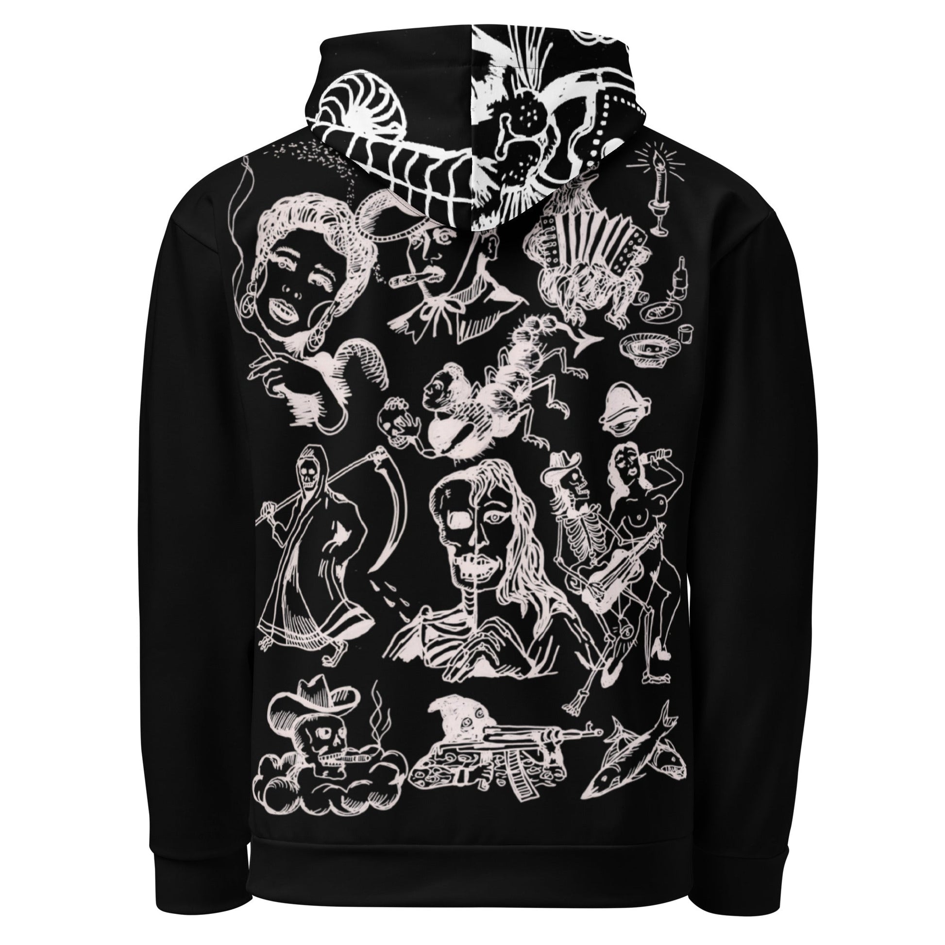 Hoodie “Carceral Icons” – Prison Ink Inspired – vêtement signé Queen Kong Gang, pièce artistique