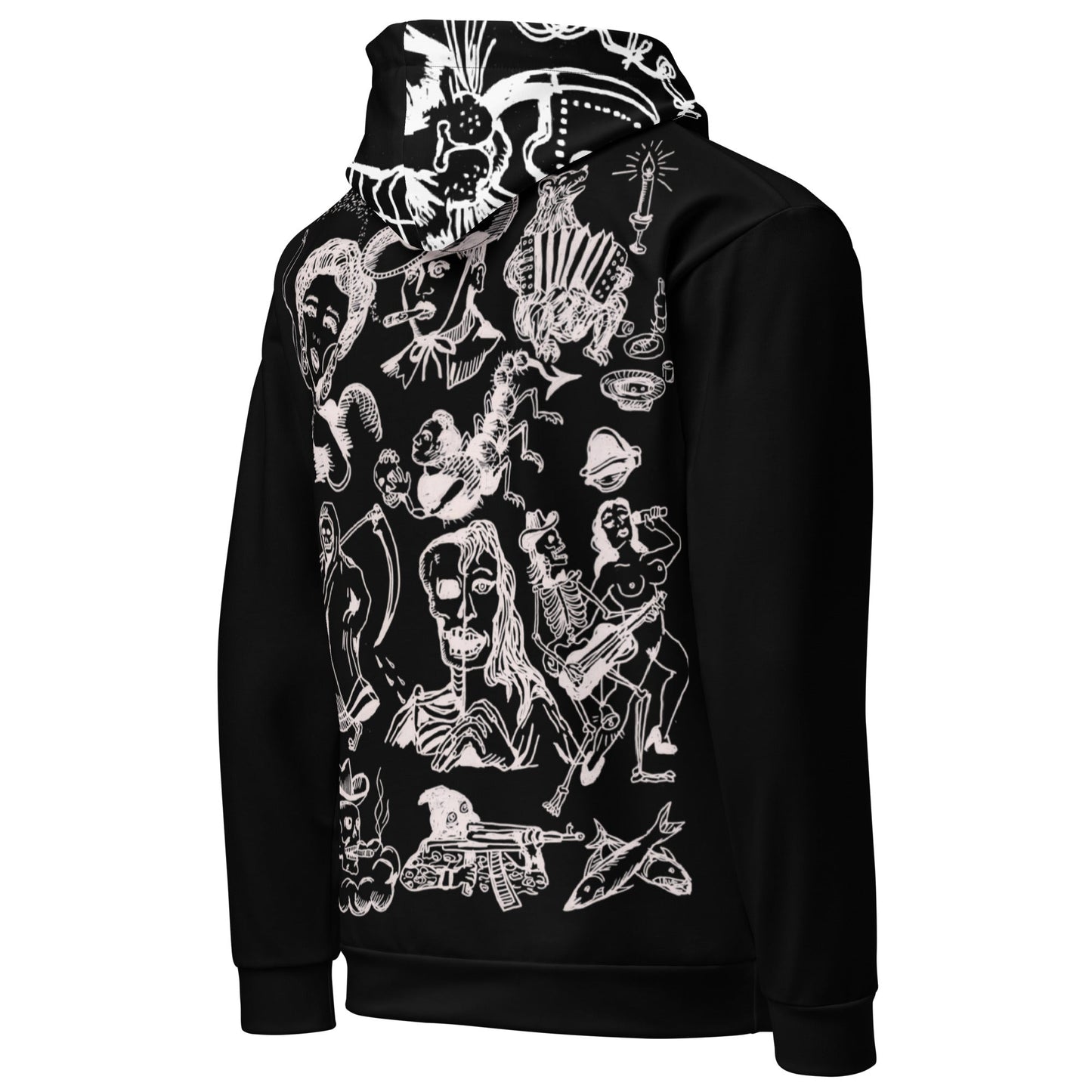 Hoodie “Carceral Icons” – Prison Ink Inspired – vêtement signé Queen Kong Gang, pièce artistique