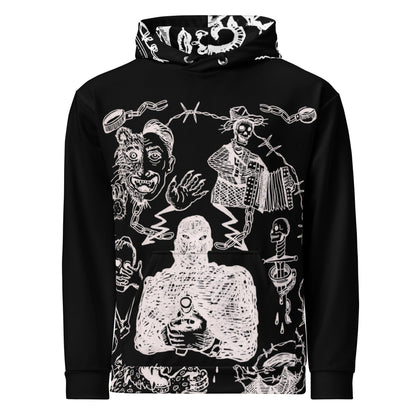 Hoodie “Carceral Icons” – Prison Ink Inspired – vêtement signé Queen Kong Gang, pièce artistique