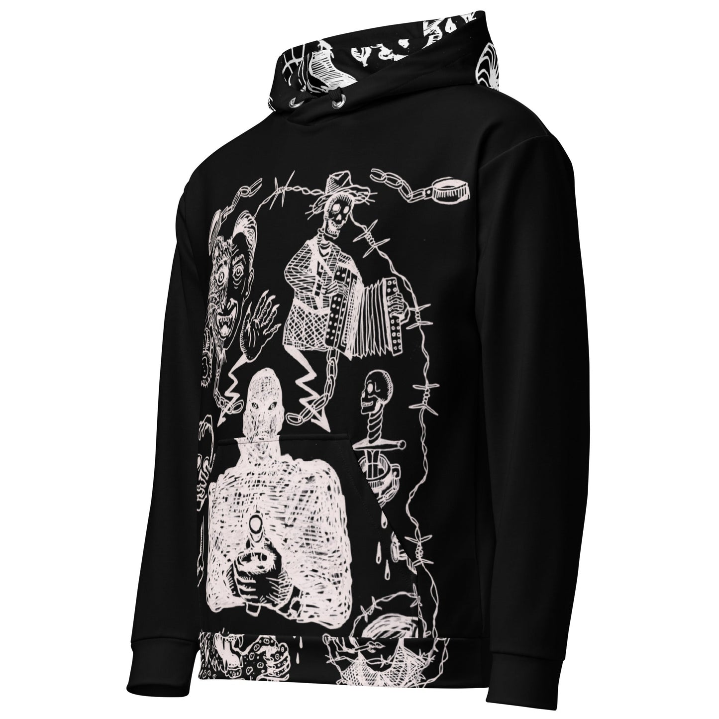 Hoodie “Carceral Icons” – Prison Ink Inspired – vêtement signé Queen Kong Gang, pièce artistique