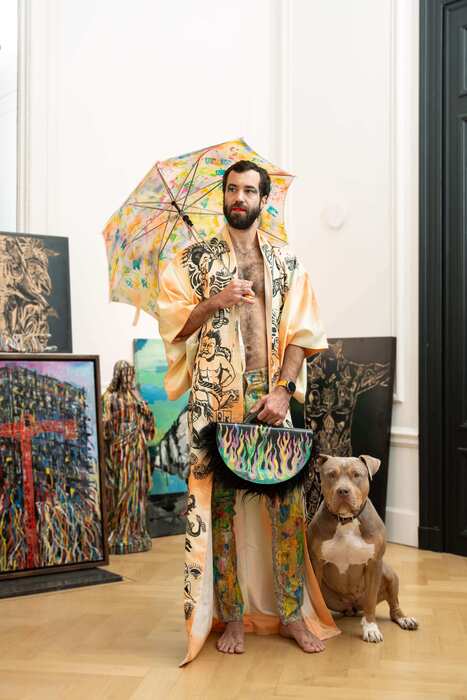 Japanese Kimono – hand - sewn and hand - drawn – vêtement signé Queen Kong Gang, pièce artistique