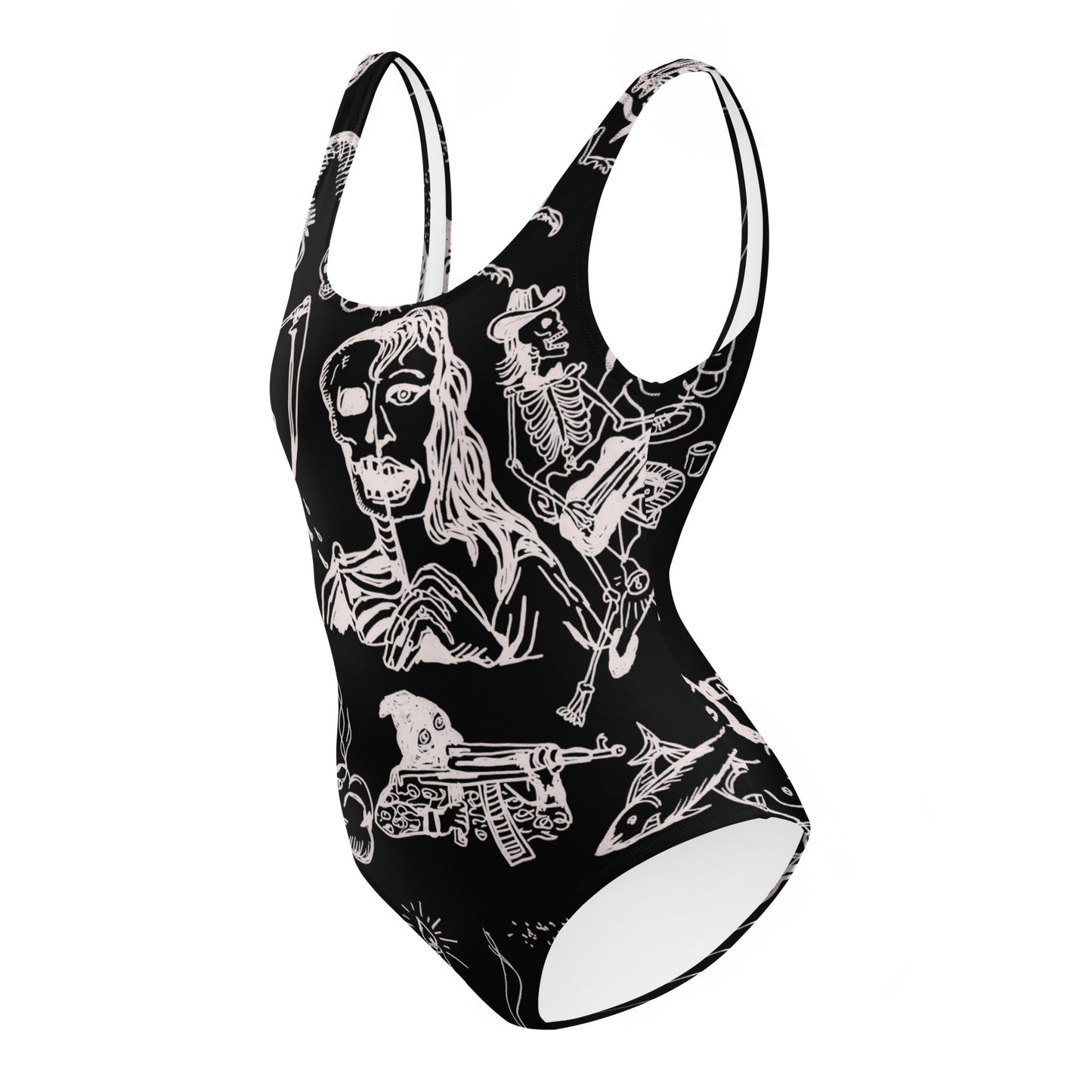 One - Piece Swimsuit - BLACK MAGIC WOMAN – vêtement signé Queen Kong Gang, pièce artistique