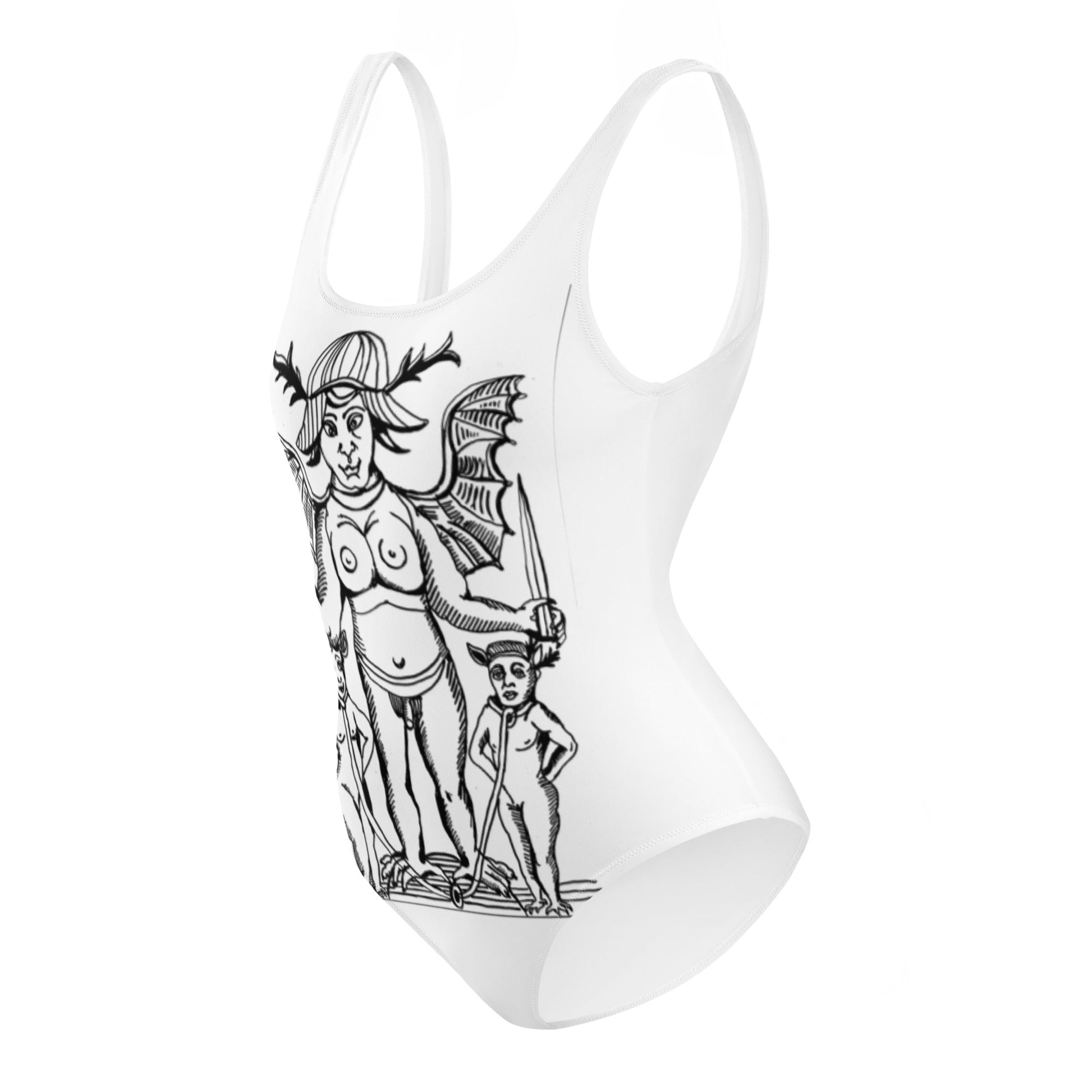 One - Piece Swimsuit - THE DEVIL — Mauvaise Fille – vêtement signé Queen Kong Gang, pièce artistique