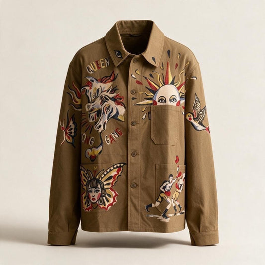 The Indestructible (and 1-of-1!) Jacket — Le Laboureur x Manon Bara 🇫🇷 – vêtement signé Queen Kong Gang, pièce artistique