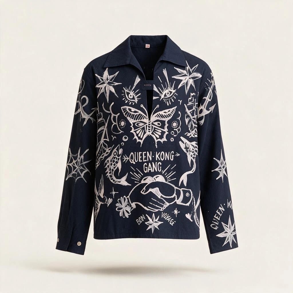The "Walking Art Gallery" Jacket — QueenKongHouse – vêtement signé Queen Kong Gang, pièce artistique