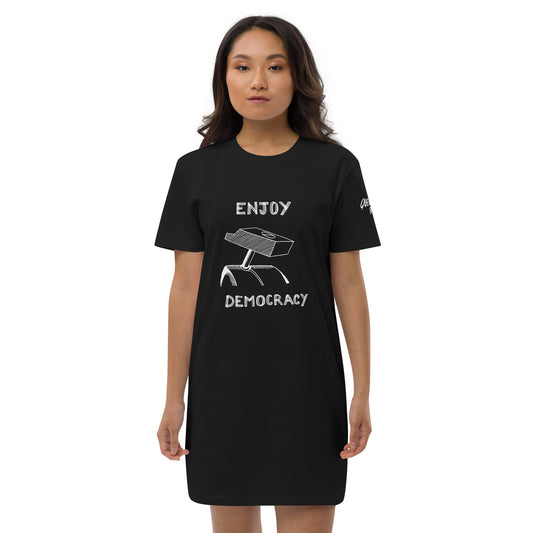 ENJOY DEMOCRACY //// Organic Cotton T-shirt Dress – vêtement signé Queen Kong Gang, pièce artistique
