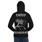 ENJOY DEMOCRACY //// Unisex Hoodie – vêtement signé Queen Kong Gang, pièce artistique
