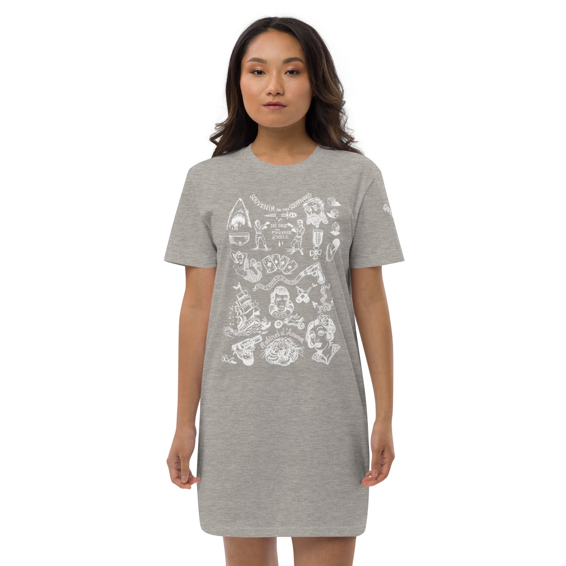 SOUVENIR DE MES SOUFFRANCES //// Organic cotton t-shirt dress – vêtement signé Queen Kong Gang, pièce artistique